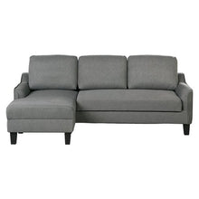 Laai prent in Gallery-kyker, OSP Huismeubels - Lester-bank met chaise en dubbelslaapbank in stof met swart bene - Grys