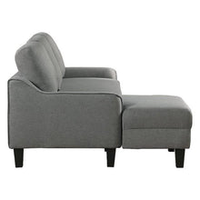 Laai prent in Gallery-kyker, OSP Huismeubels - Lester-bank met chaise en dubbelslaapbank in stof met swart bene - Grys