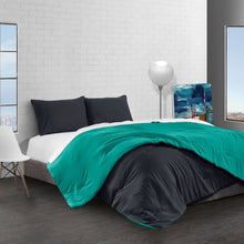 Charger l'image dans la galerie, E. Jay Bedding Co Reversible Brushed Microfiber Plush Down-Alt Down Comforter Set - Black+ Teal