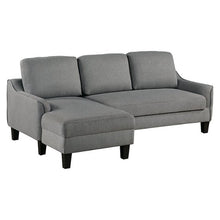 Laai prent in Gallery-kyker, OSP Huismeubels - Lester-bank met chaise en dubbelslaapbank in stof met swart bene - Grys 
