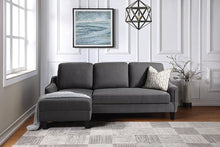 Laai prent in Gallery-kyker, OSP Huismeubels - Lester-bank met chaise en dubbelslaapbank in stof met swart bene - Grys 
