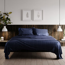 Laai prent in Gallery-kyker, Urban Loft - 4-stuk Dotted Sheet Set - Navy 

