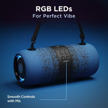 Laai prent in Gallery-kyker, BoAt Stone 1200F Sunburn Edition met tot 9 uur terugspeel en RGB-LED's 14 W Bluetooth-luidspreker (blou, stereokanaal)
