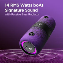 Laai prent in Gallery-kyker, BoAt Stone 1200F Sunburn Edition met tot 9 uur terugspeel en RGB-LED's 14 W Bluetooth-luidspreker (blou, stereokanaal)
