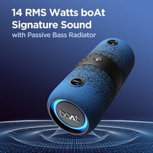 Laai prent in Gallery-kyker, BoAt Stone 1200F Sunburn Edition met tot 9 uur terugspeel en RGB-LED's 14 W Bluetooth-luidspreker (blou, stereokanaal)
